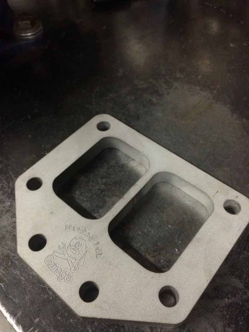 T6 Borg Warner style Divided 1/2" Stainless Steel Flange with Support tab