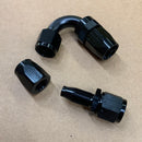 AN Hose Ends, Black (for reg nylon/ steel braided hose)