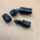 AN Hose Ends, Black (for reg nylon/ steel braided hose)