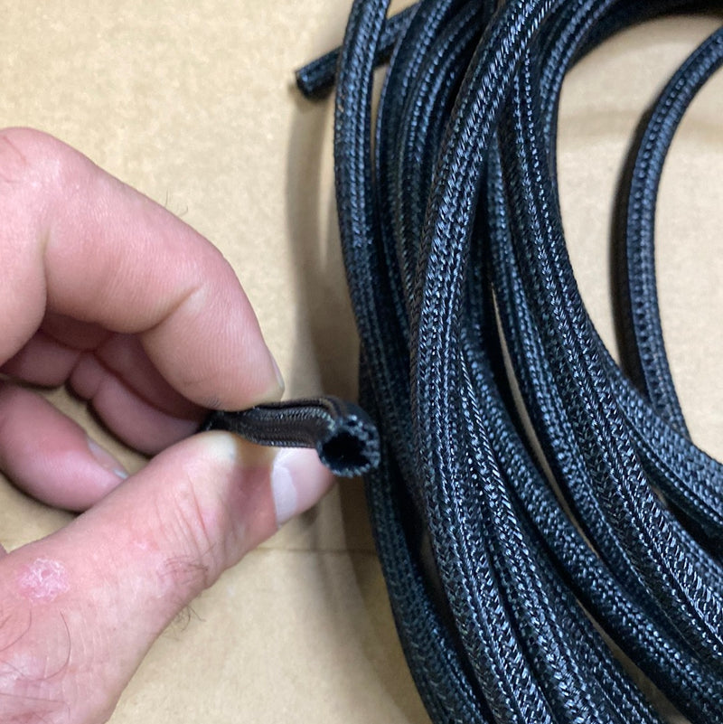 Braided Split-Sleeve Wire Loom for High-Temperature Automotive Harness and  Home Cable Management - 25ft Length (1/4 Size)