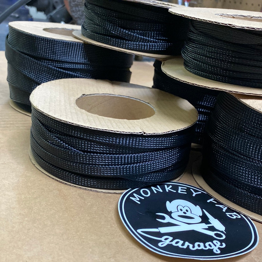 100 FT Expandable Braided Wire Loom – 1/8 Inch Diameter, Black & Red Sleeving, For Cable Management